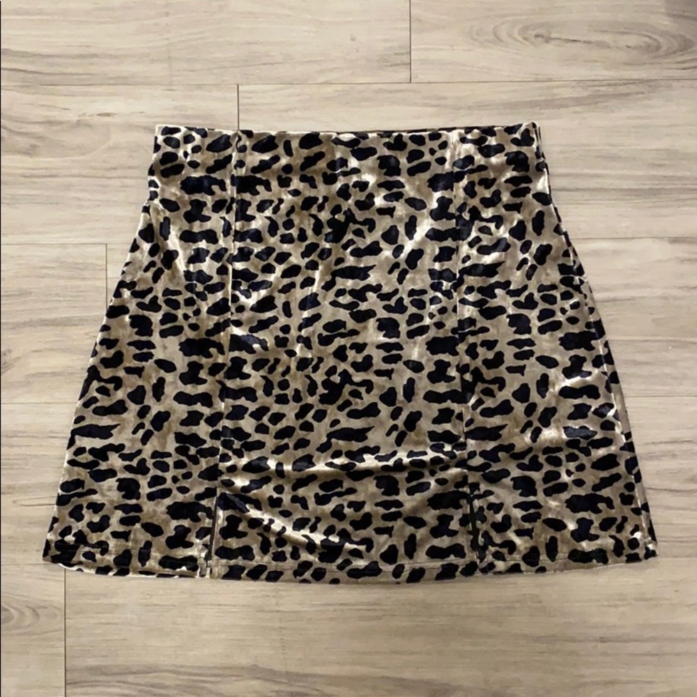 Leopard Print Suede Skirt